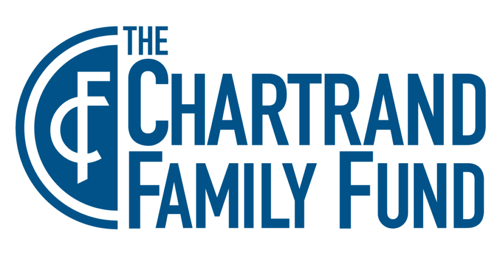 Logo for The Chartrand Family Fund, featuring stylized blue text and a circular emblem with overlapping letters “C” and “F” on the left. | The DONNA Foundation